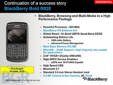 BlackBerry Bold 9780 зажгется в октябре